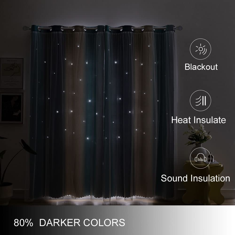 ZHUHAN Ombre Rainbow Blackout Curtains for Kid Girls Bedroom Living Room Darking