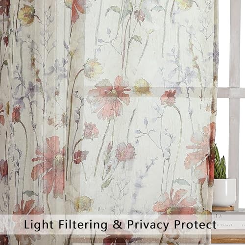 Crushed Valance Sheer Curtains 14 Inches 42″W x 14″L (Pack of 2) Multi Color
