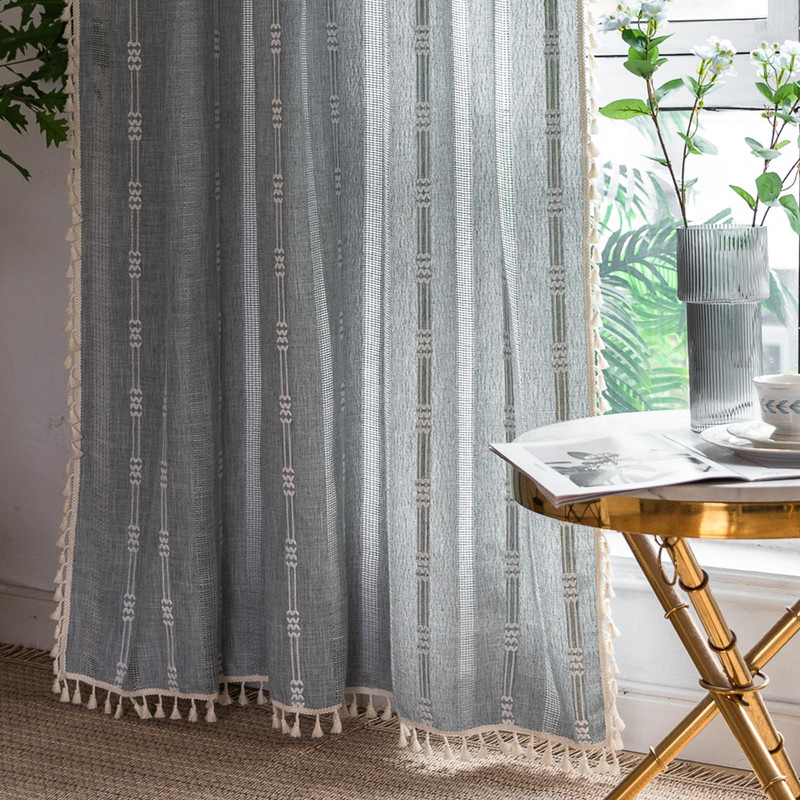 Aveboll Linen Farmhouse Boho Curtains 63 84 96 Inches Length 2 Panels Set Heavy