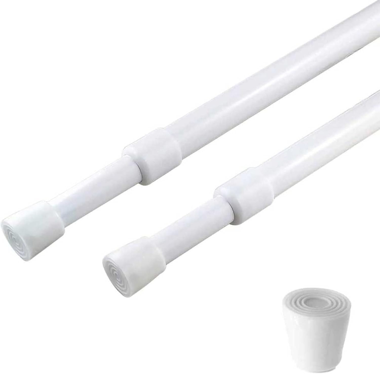 Durable Carbon Steel Spring Tension Curtain Rods, Adjustable 28-43”, 2 Pack