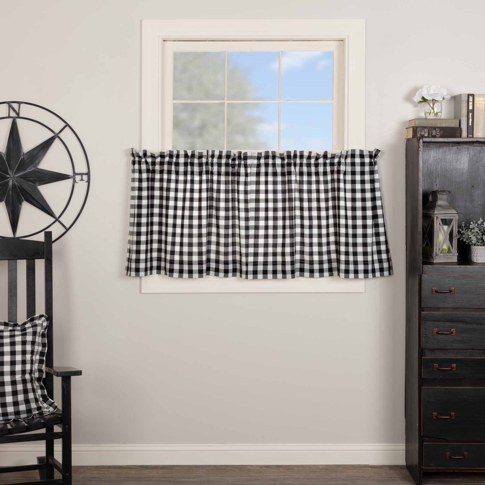 Farmhouse 24″x36″ Tier Pair Creme Rod Pocket Kitchen Window Curtains VHC Brands