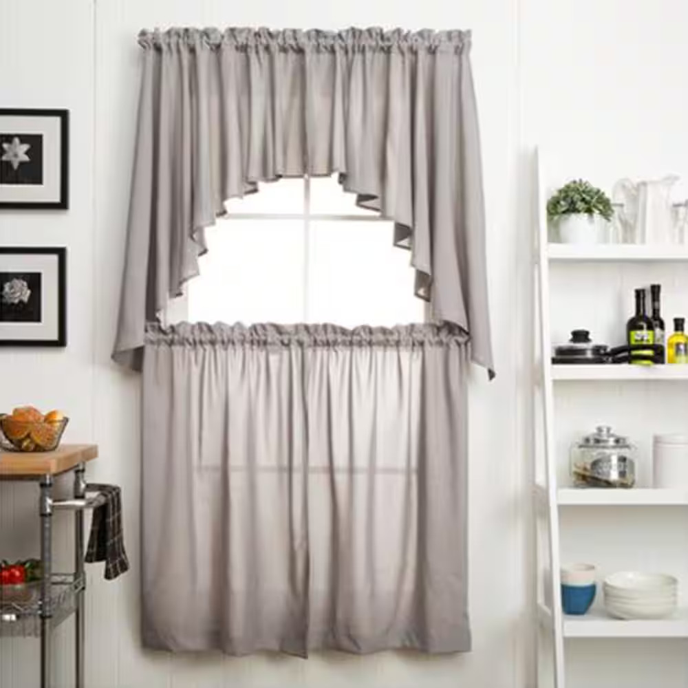 Grey Solid Rod Pocket Room Darkening Curtain – 57 In. W X 30 In. L (Set of 2)