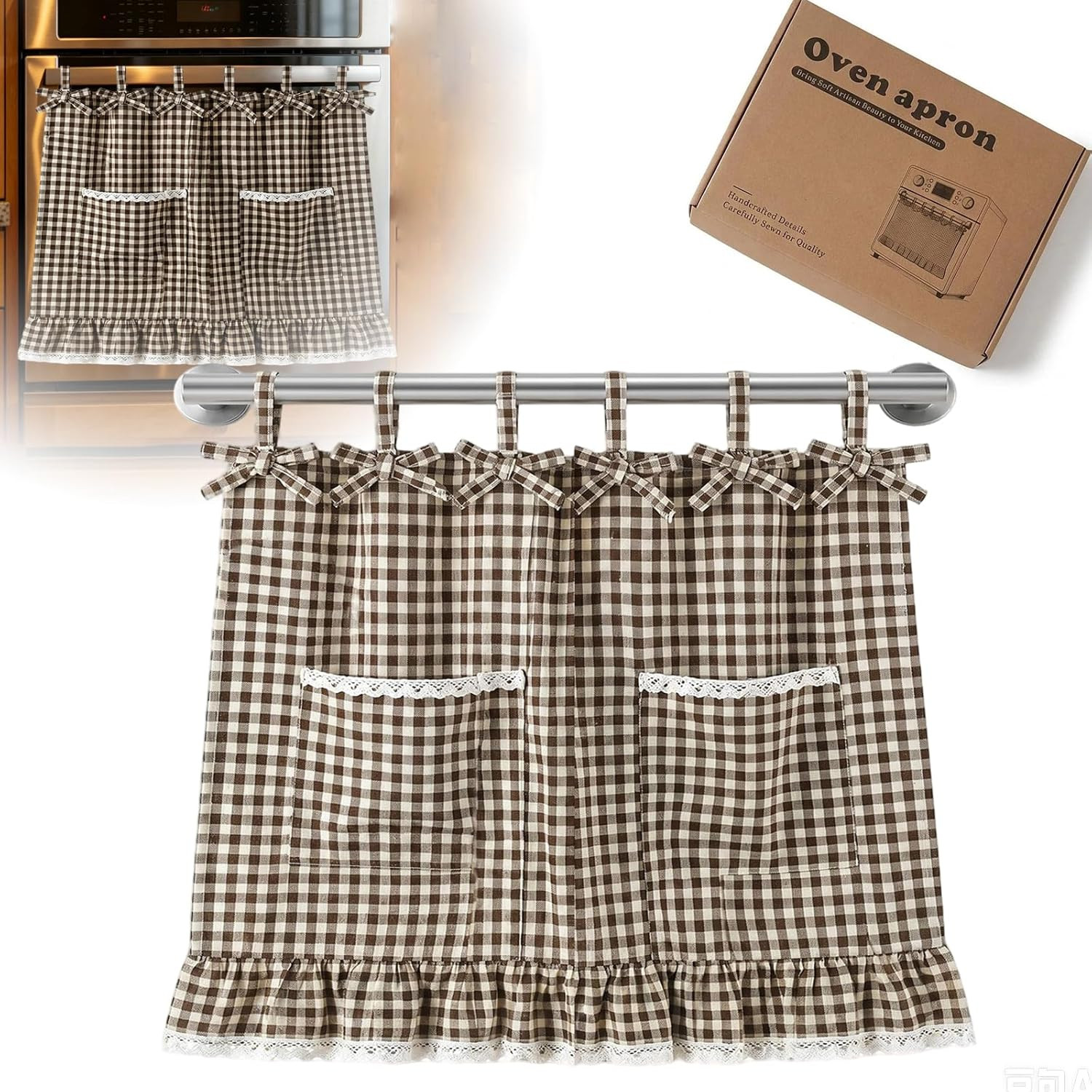 Oven Skirt Curtain for Door, Kitchen Oven Curtain for Farmhouse Kitchen Decor, C