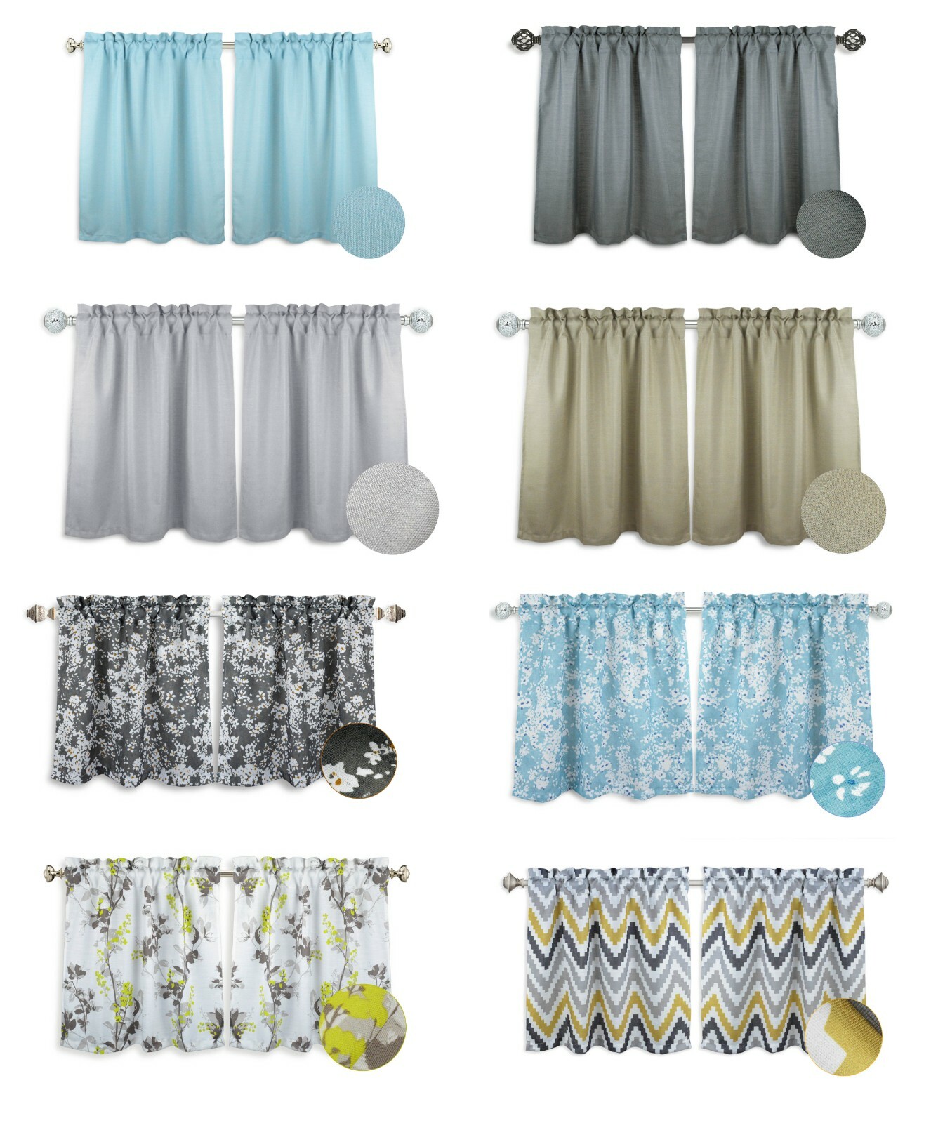Aiking Home 2-Panels of 30″ Tall Rod Pocket Kitchen Tier Curtains