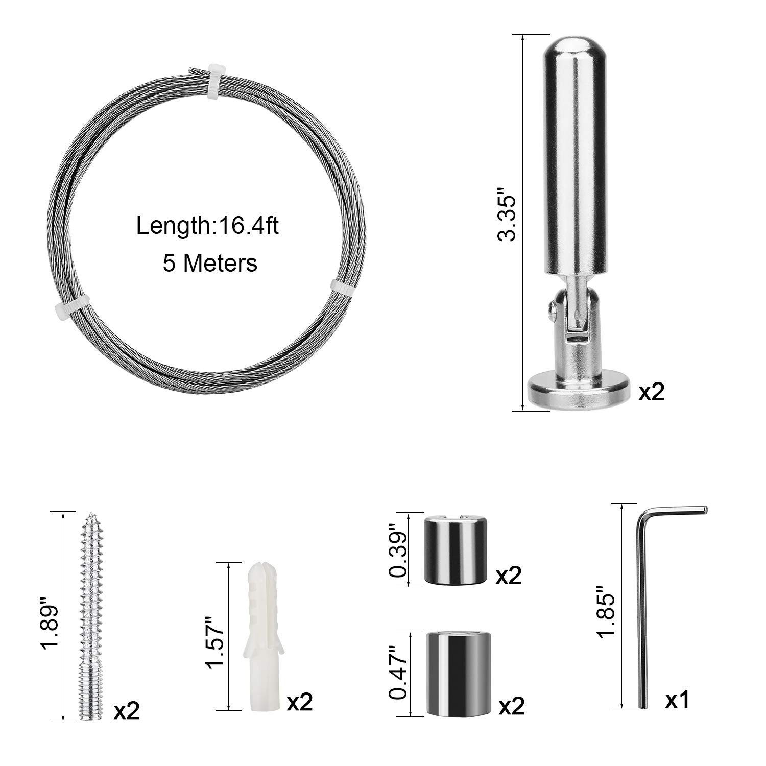 Wall Mount Curtain Wire Rod Set for Art Display – Stainless Steel Photo Hangi…