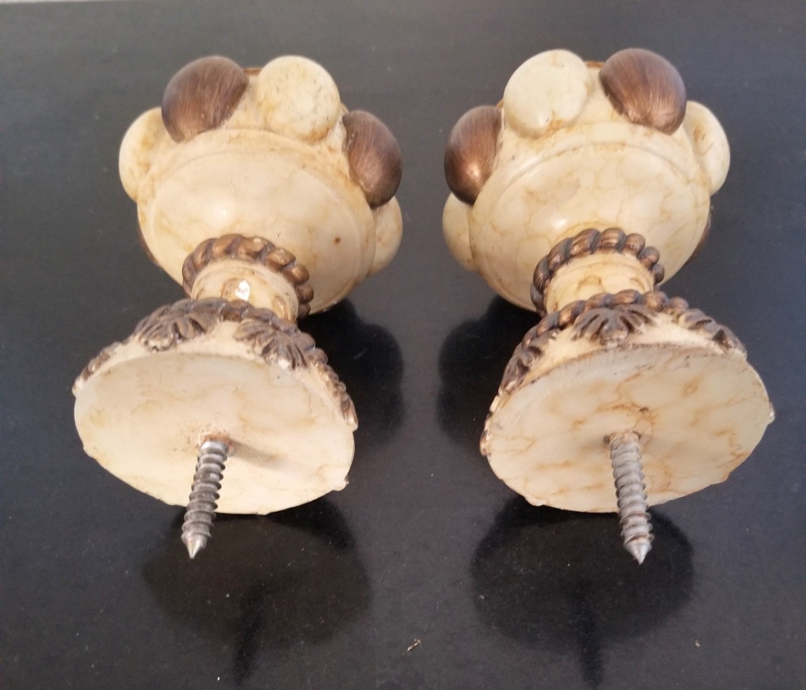 Two Pumpkin Shape Finals For 2″ Diameter wood Curtain Drapery Rod Pole