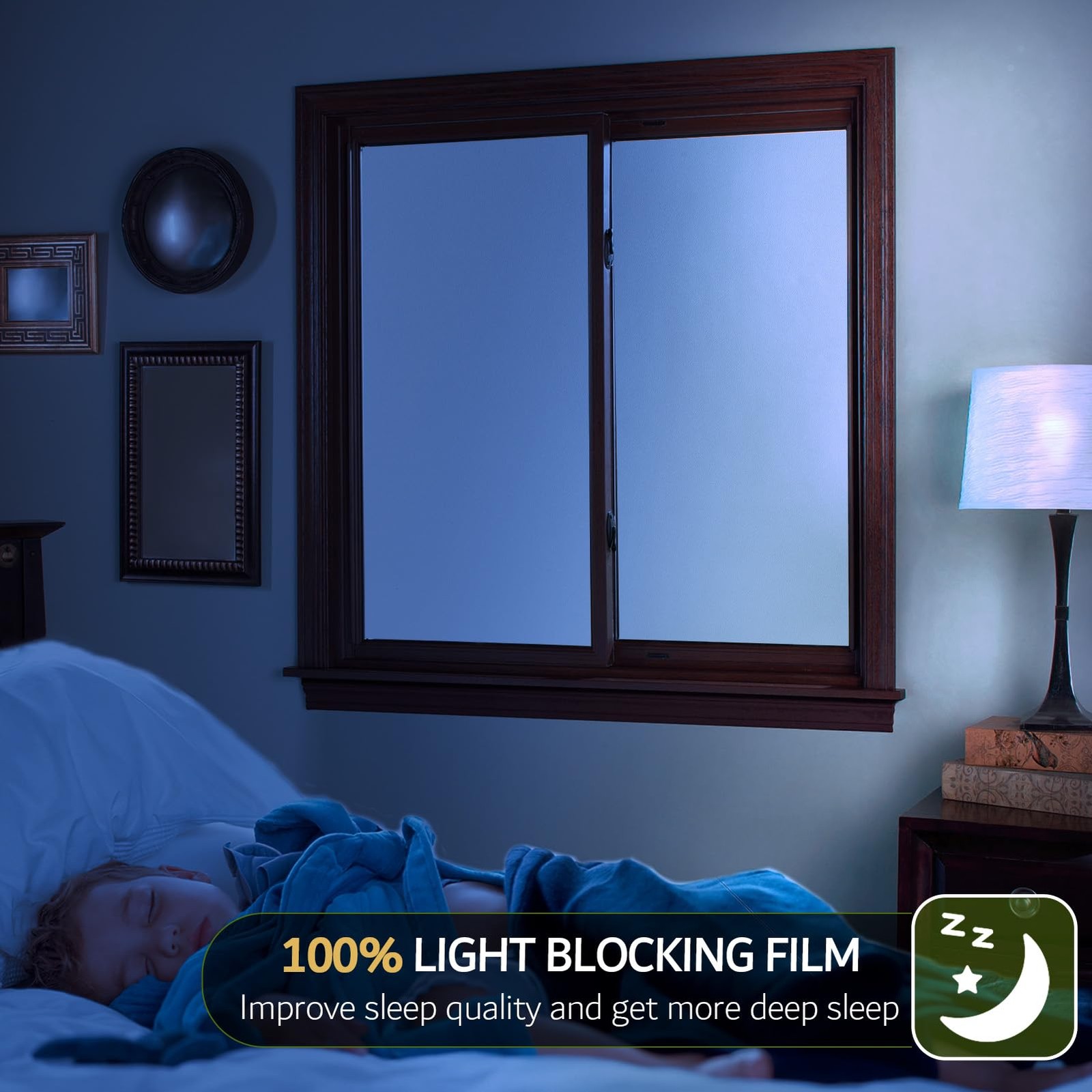 White Blackout Window Film, 100% Light Blocking Window Cover, Opaque Window S…