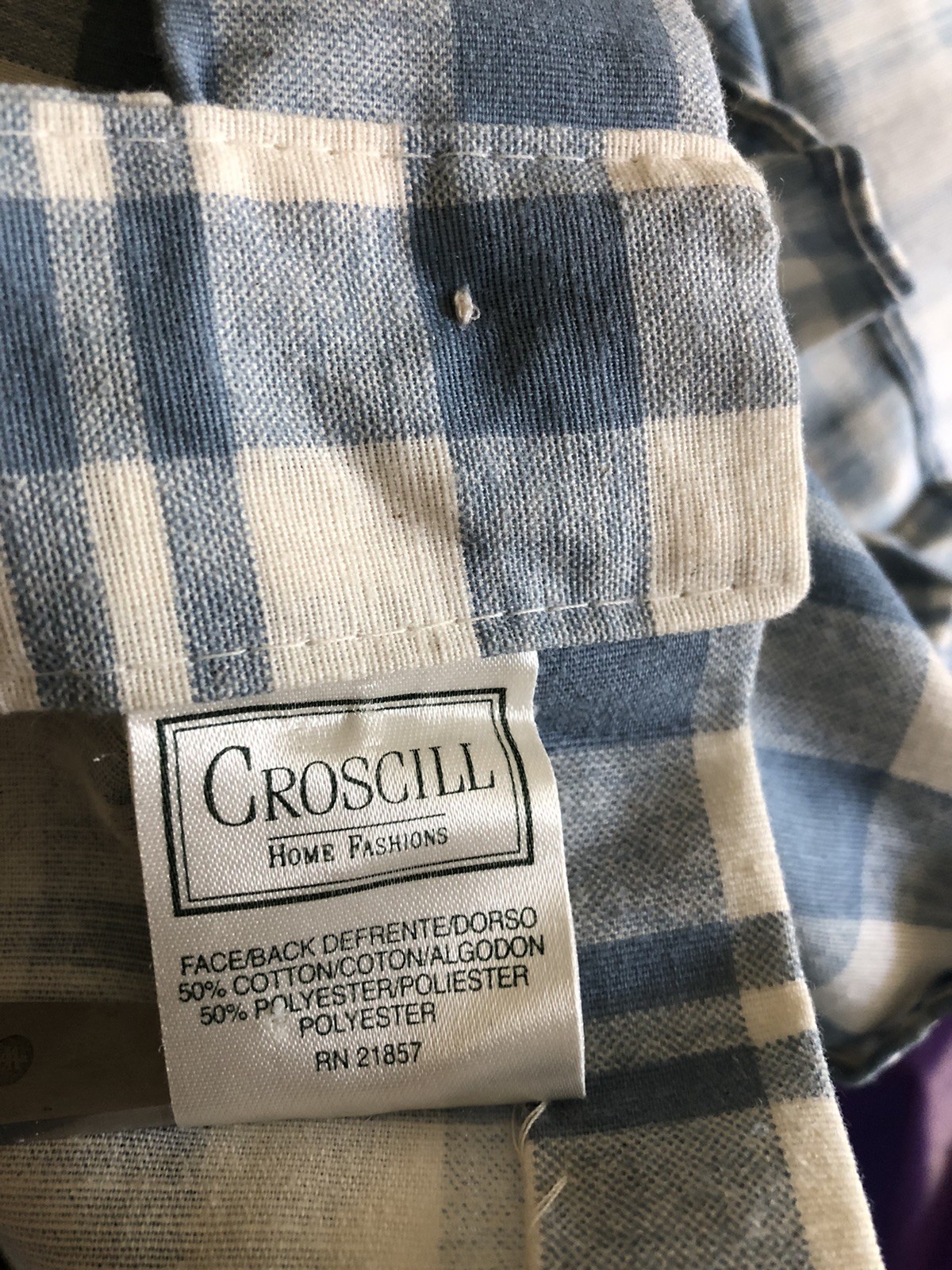 Cottagecore Set Of Curtains Blue White Plaid Ruffled Tab Top Each 80”L x 46”W