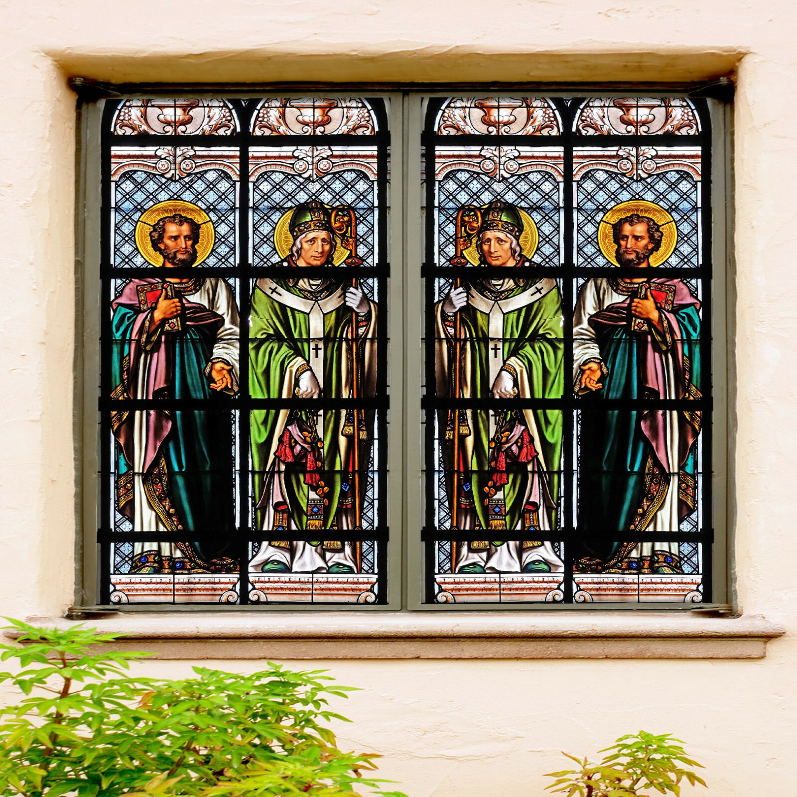 3D Church Religion ZHUA694 Window Film Print Sticker Cling Stained Glass UV