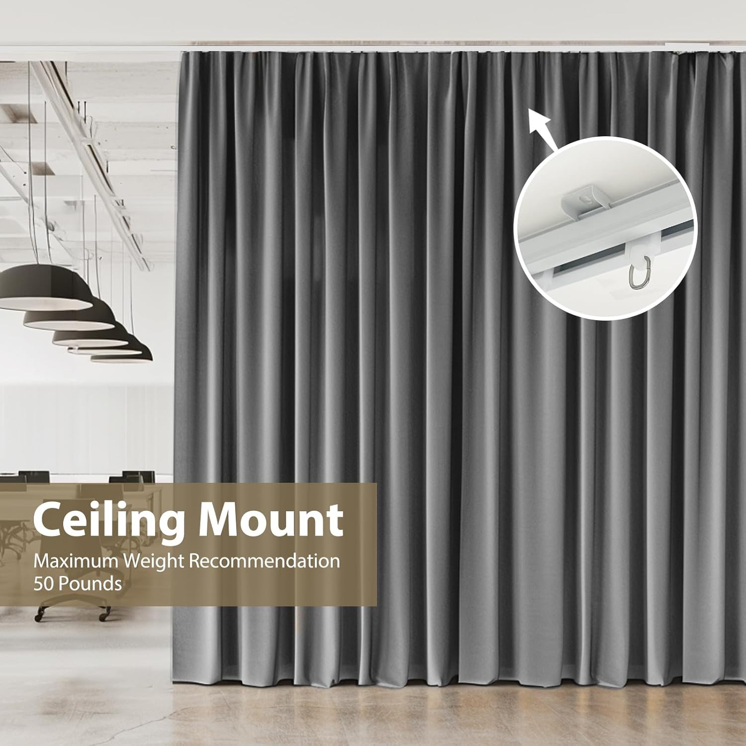 Heavy-Duty Ceiling Curtain Track System for Room Dividers, 3ft to 12ft