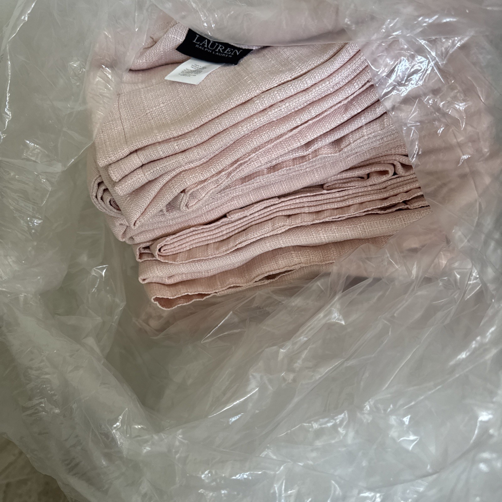 8 Ralph Lauren Linen Curtains Panels Drapes 54” x 96“ Pink Peachy.