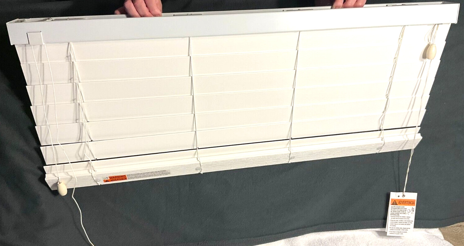 Bali Faux Wood Window Blinds – 14 high – 34″ Wide 2″ slats (Bright White)