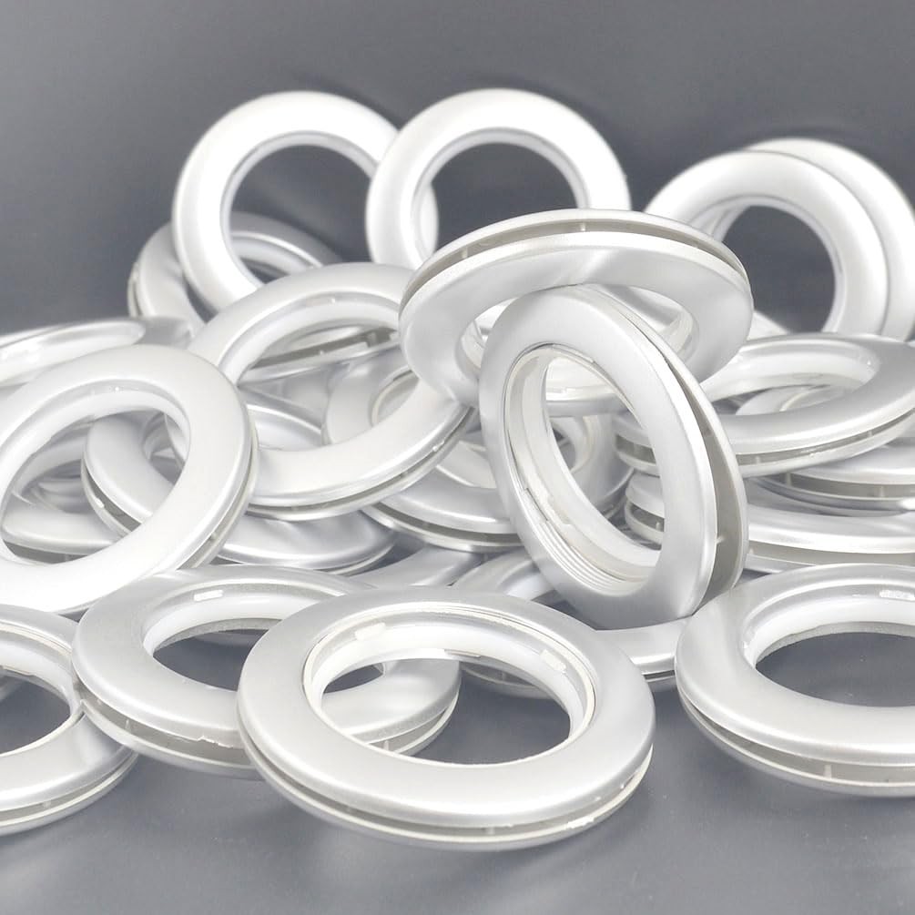 32 PCS Curtain Grommet Plastic Eyelet Rings 1-9/16 40mm Inner Silver