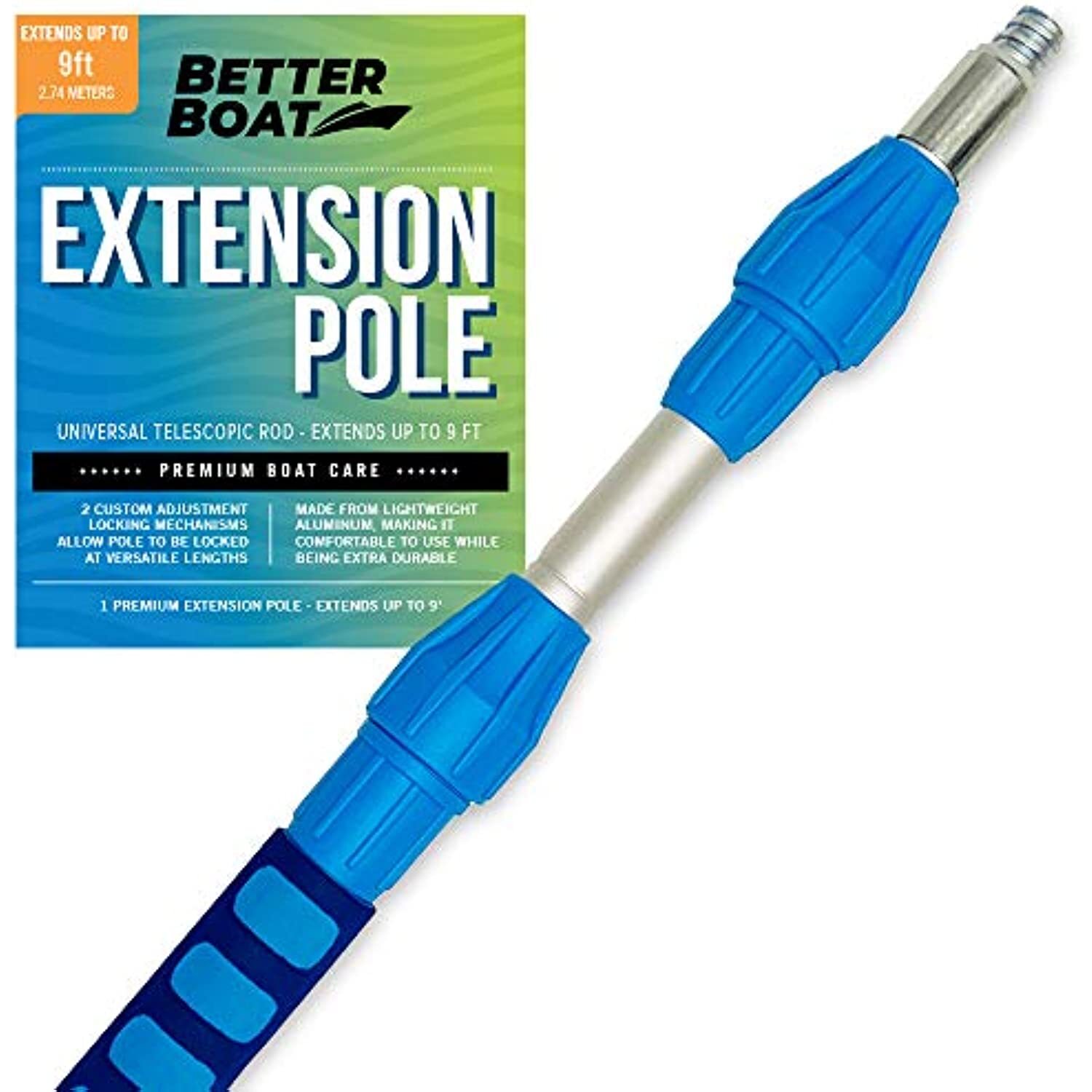Better Boat Telescoping Pole Extendable Pole Deck Brush 3/4″ Universal End Pa…