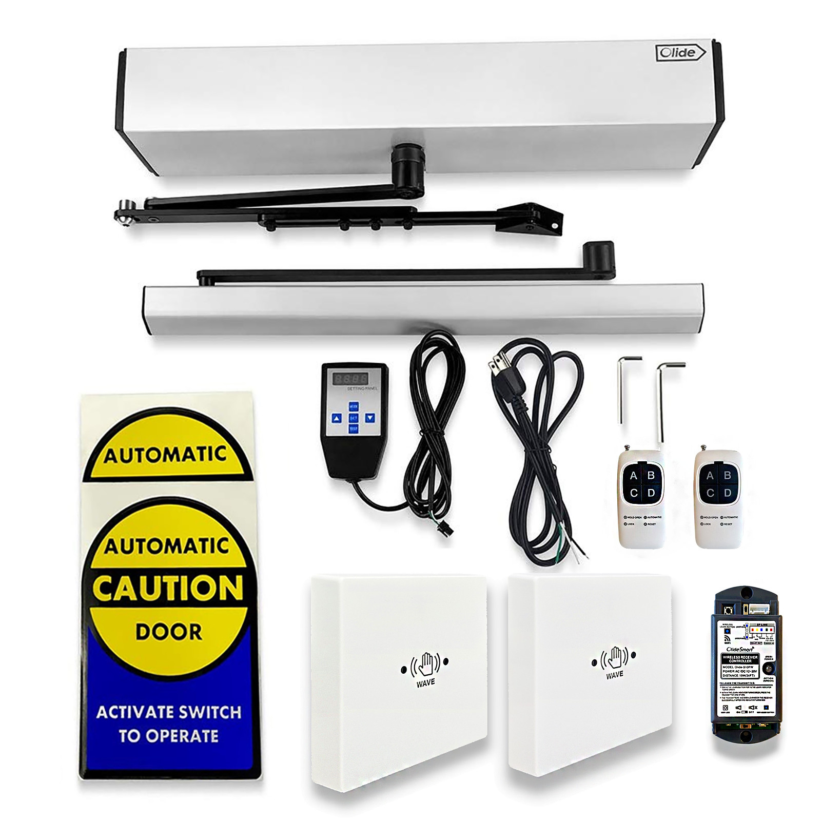 Olide 120B Automatic Swing Door Opener with M-605MHW Wireless Infrared touchle