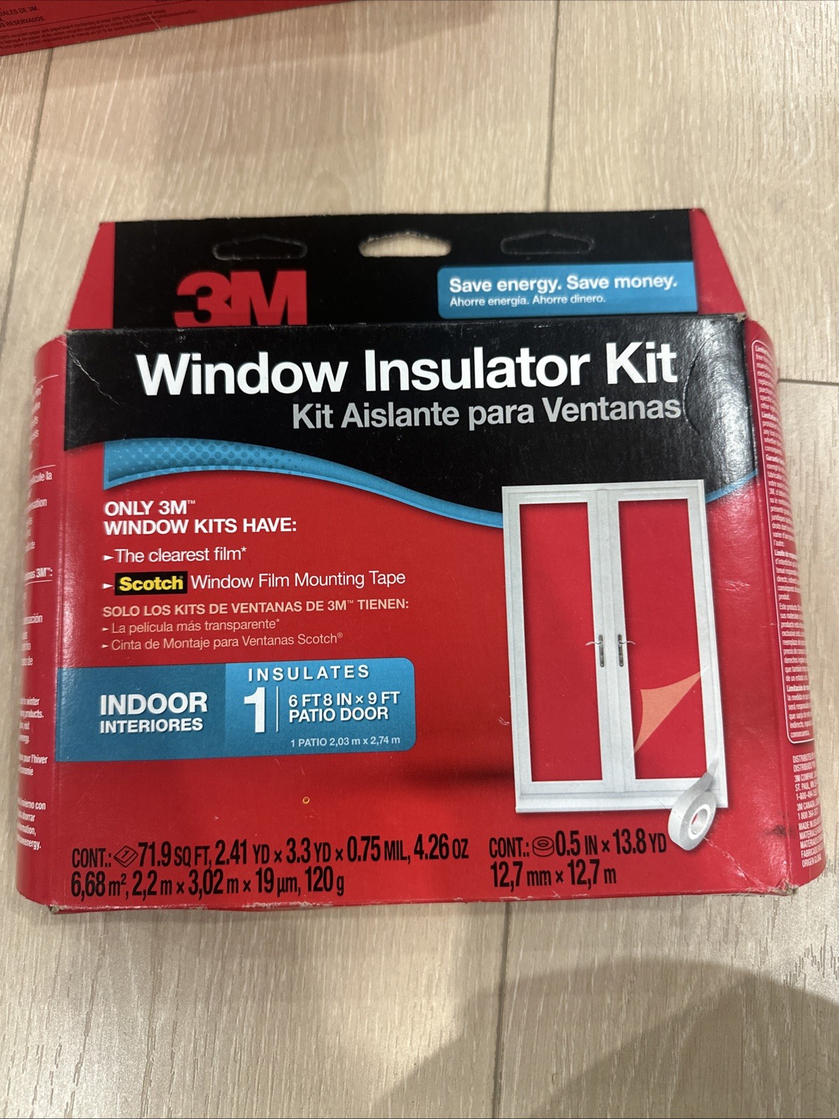 NEW 3M Window Insulator Kit Indoor (6ft 8in x 9ft) Patio Door Clear Film SEALED