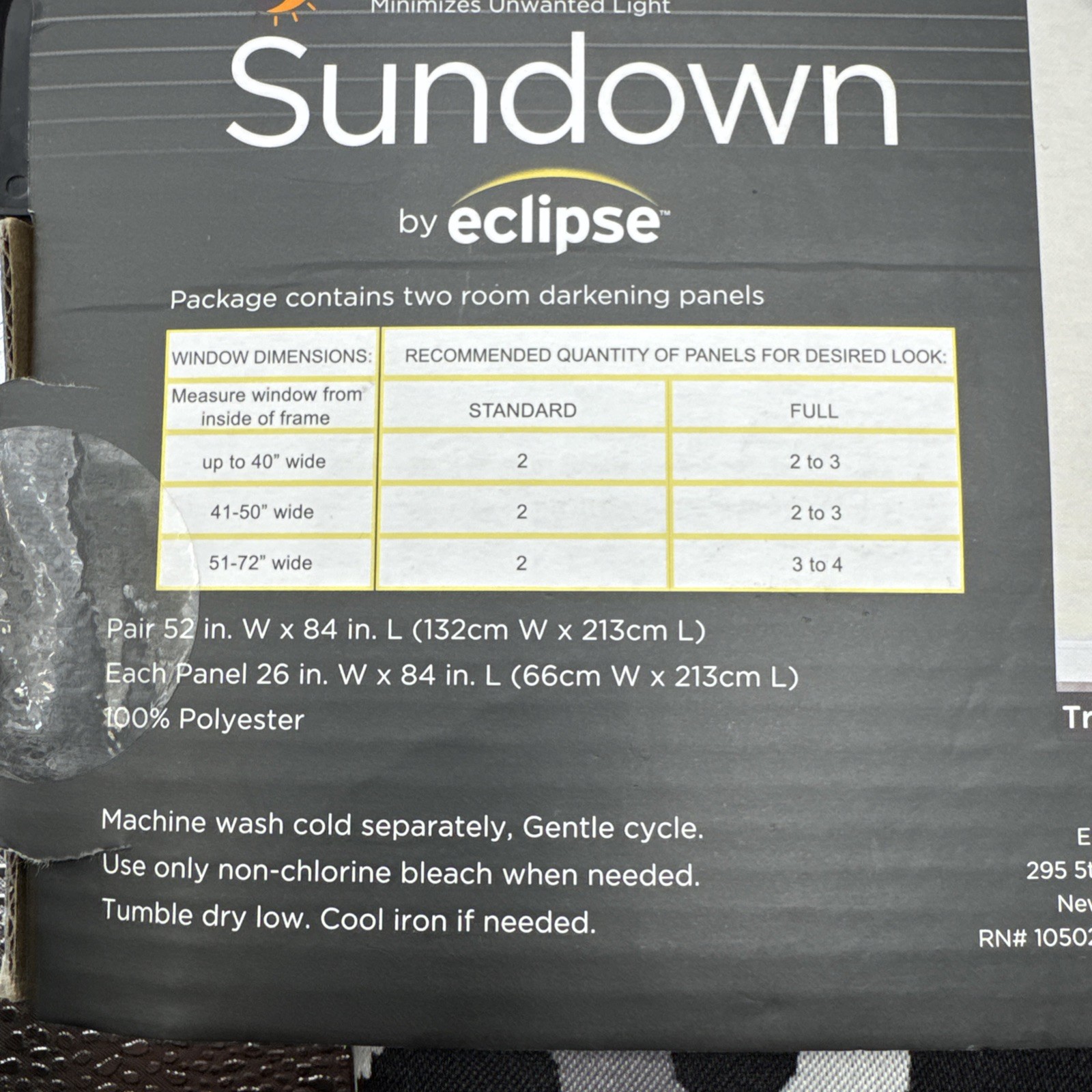Sundown By Eclipse Room Darkening Curtains 2 Panels 26″ x 84″ New