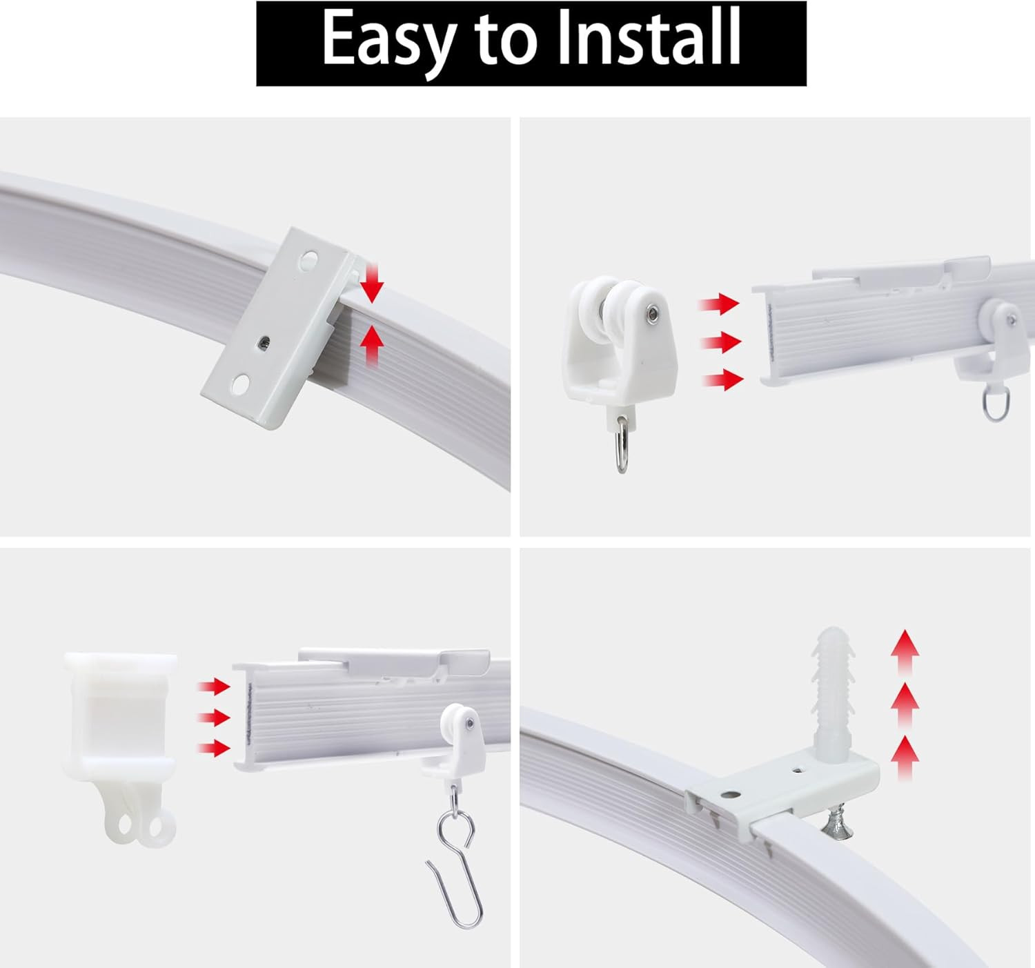 Flexible Ceiling Curtain Track, Bendable Curved Curtain Rail Ceiling Mount for R