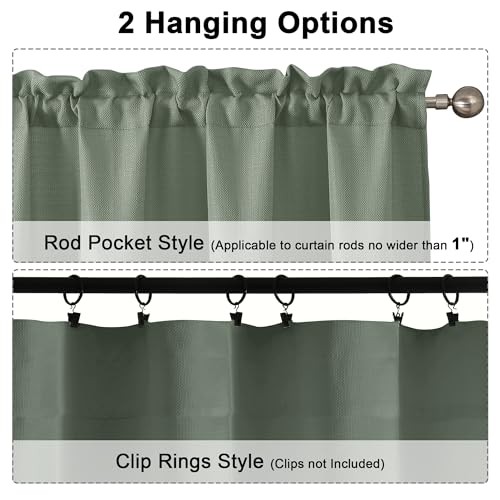 Valance for Windows, Light Filtering Faux Linen 60″W x 14″L (Pack of 1) White