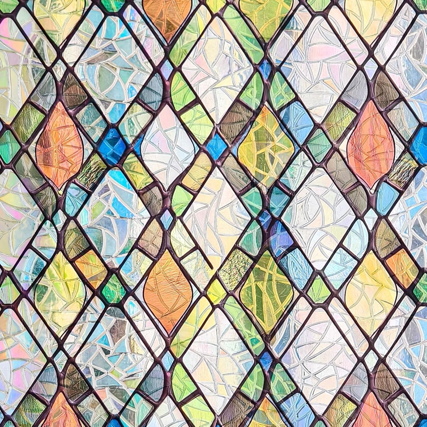 Rainbow Stained Glass Window Privacy Film Static Cling 17.3″ x 78.7″ Rainbow