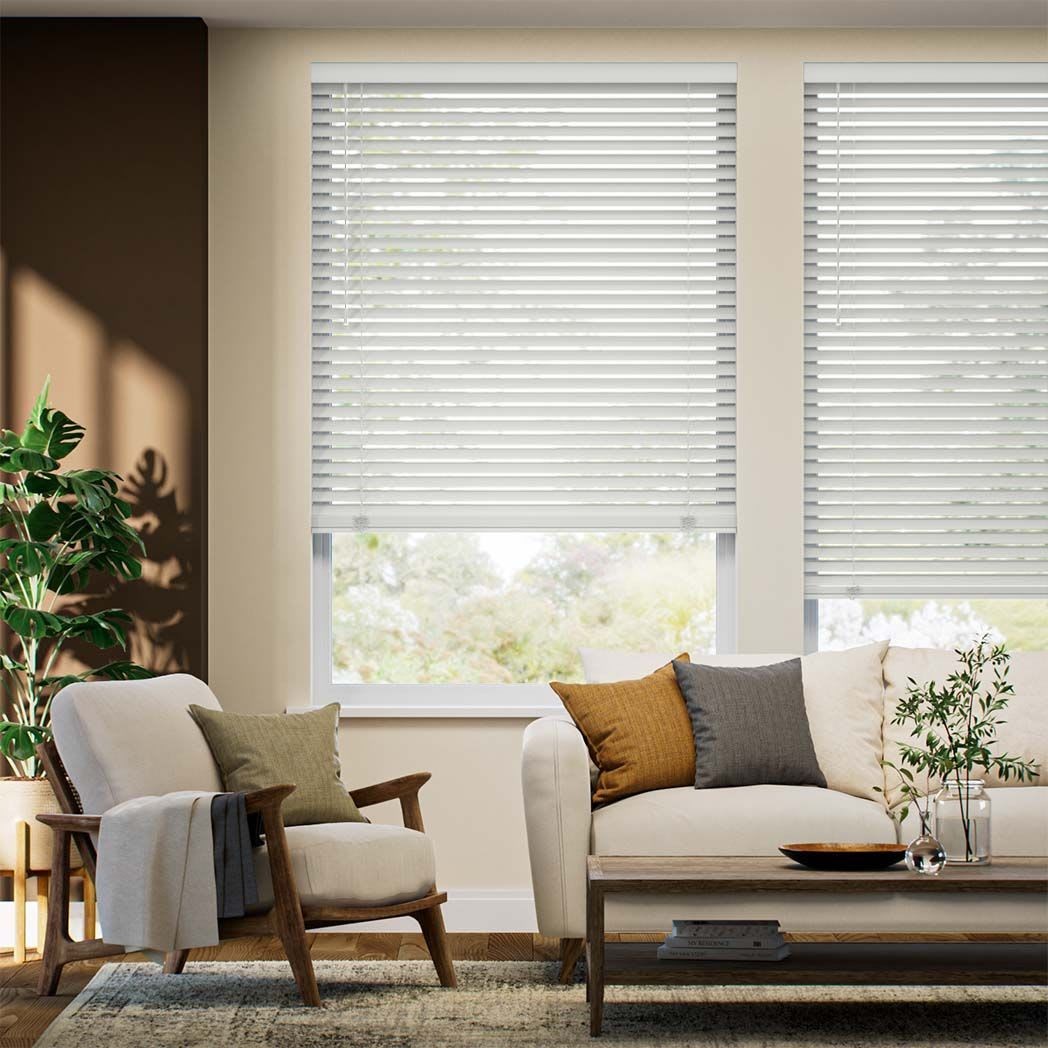 Cordless Faux Wood Blind Basic White 42 x 60 in Solid Pattern MPN 6048