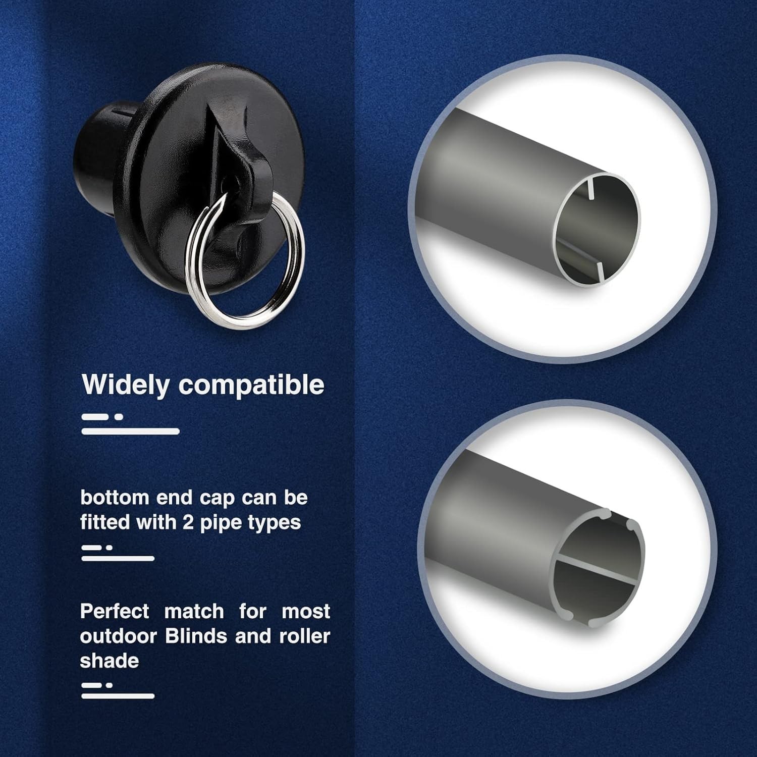 Sun Shade End Cap with Ring 4PCS for Coolaroo Roller Shades Outdoor Blinds Black