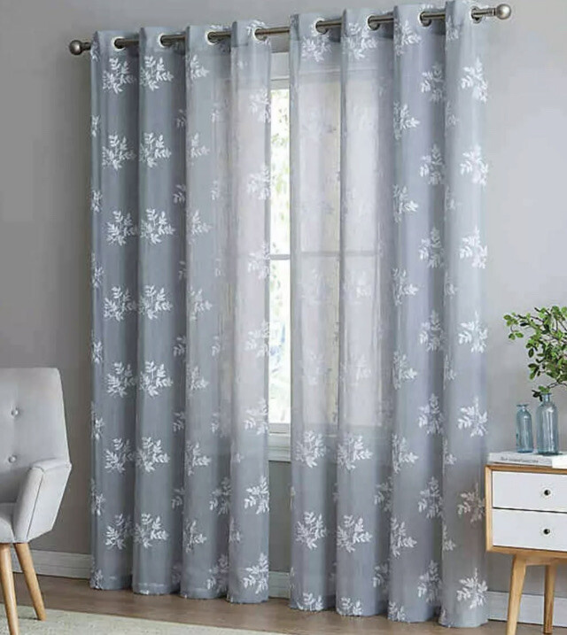 Be Artistic Breeze Leaf Sky Blue Grommet Top 84” x 52” Window Curtain Panel New
