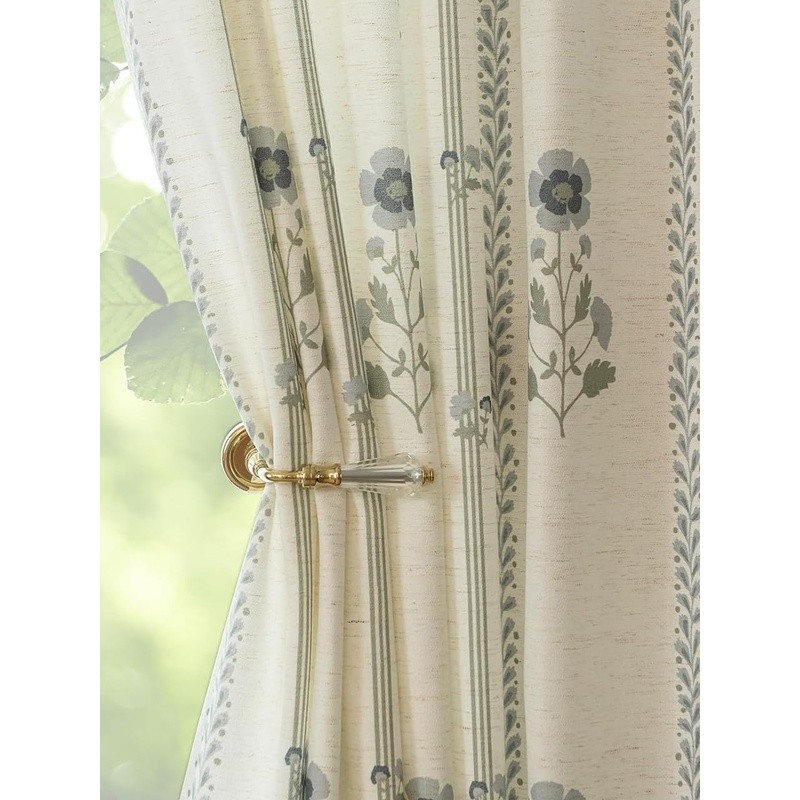 Elegant Pinch Pleat Floral Curtains Set Light Filtering Semi Sheer Drapes New