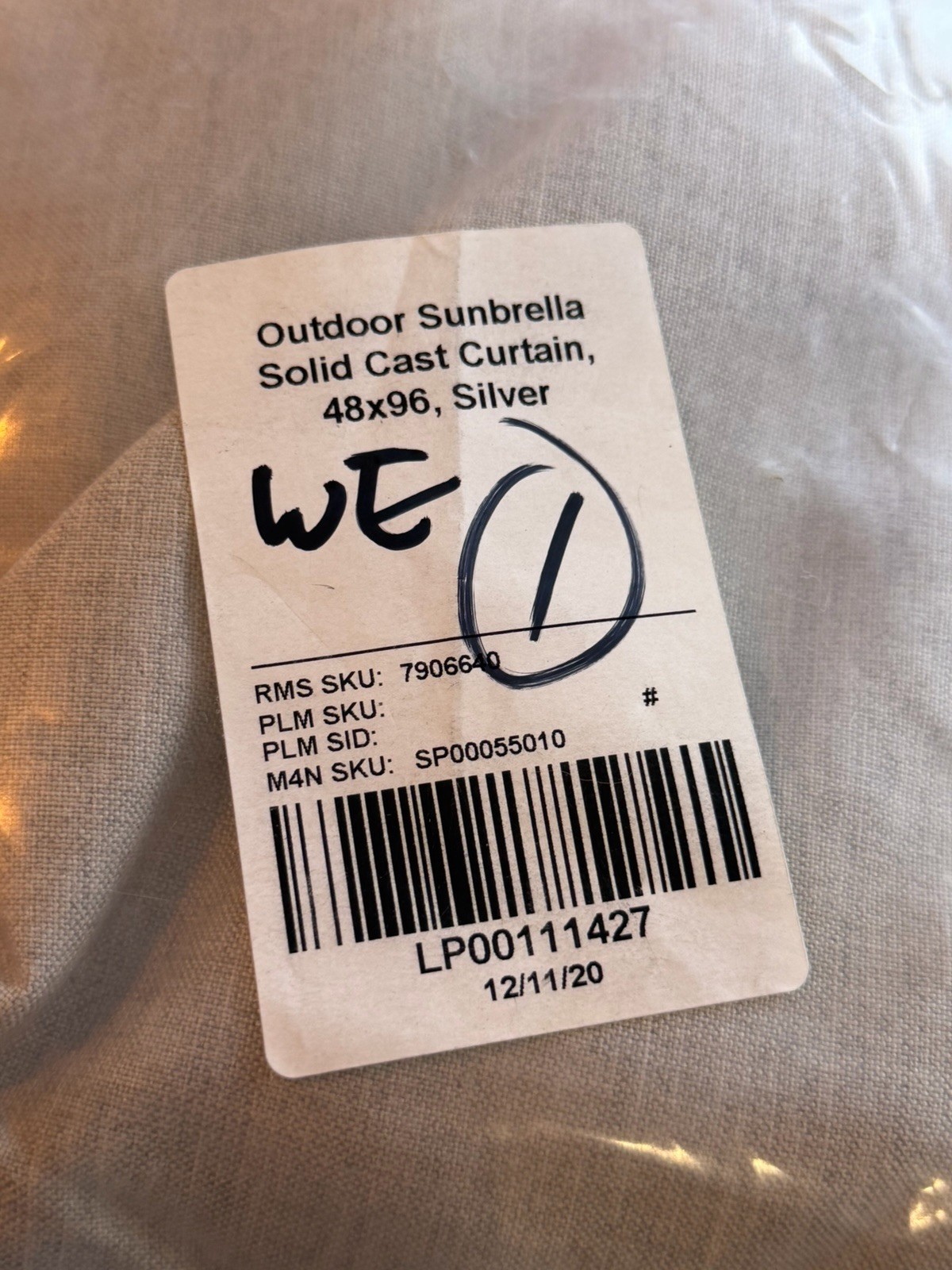 1 West Elm Sunbrella outdoor solid cast 48 96 silver curtain photo shoot sample