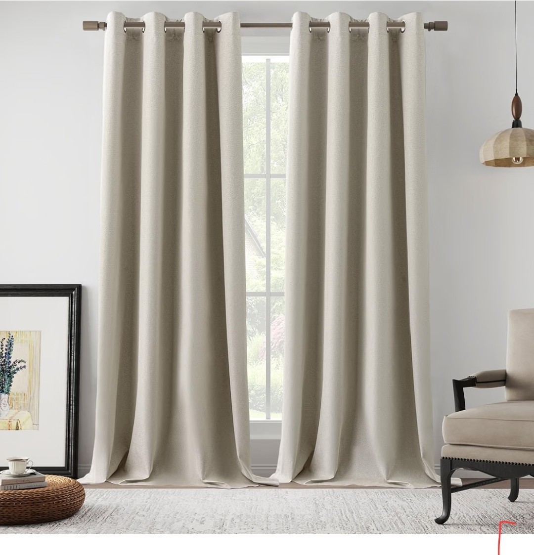 100% Blackout Natural Linen Curtains 95 Inches Long for Bedroom, Farmhouse…