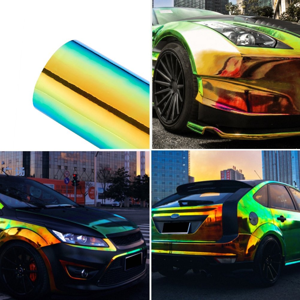 Atmomo Holographic Laser Metallic Orange Green Car Vinyl Wrap Chameleon Chrome
