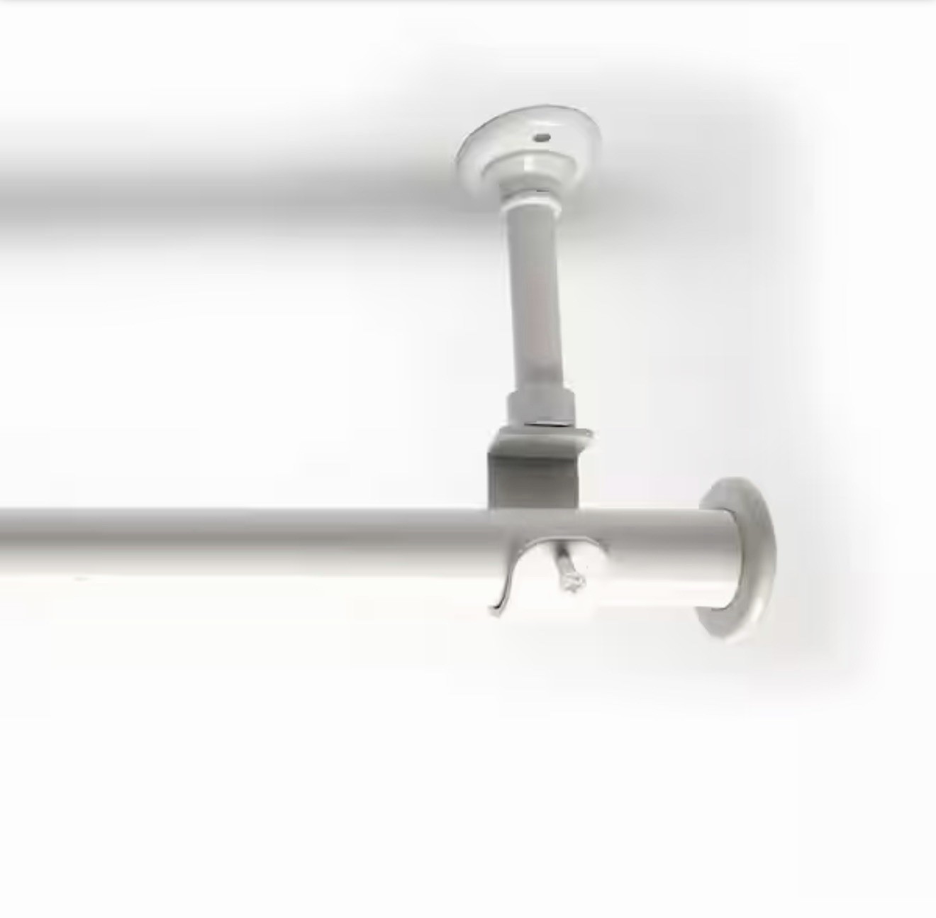 56 in – 108 in Single Steel Adjustable Curtain Rod in White