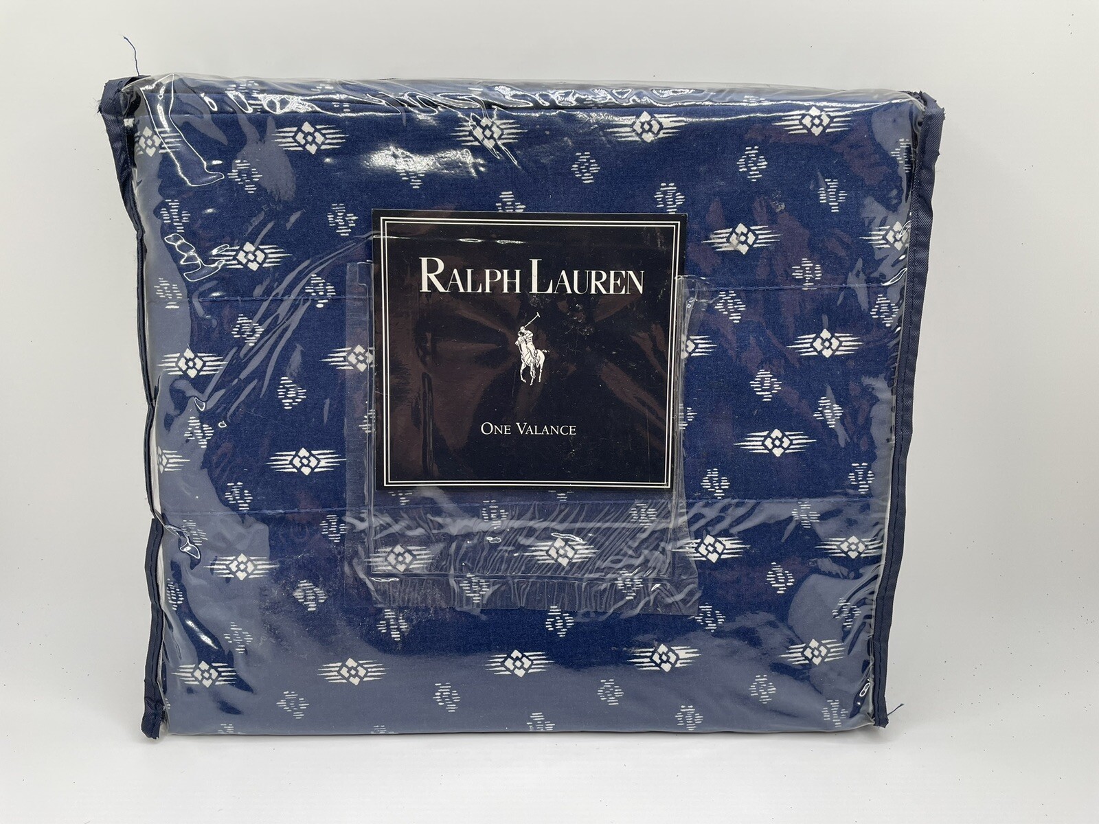 VTG 1995 Ralph Lauren Home Collection Shelley Indigo Valance 84″x15″ Blue White