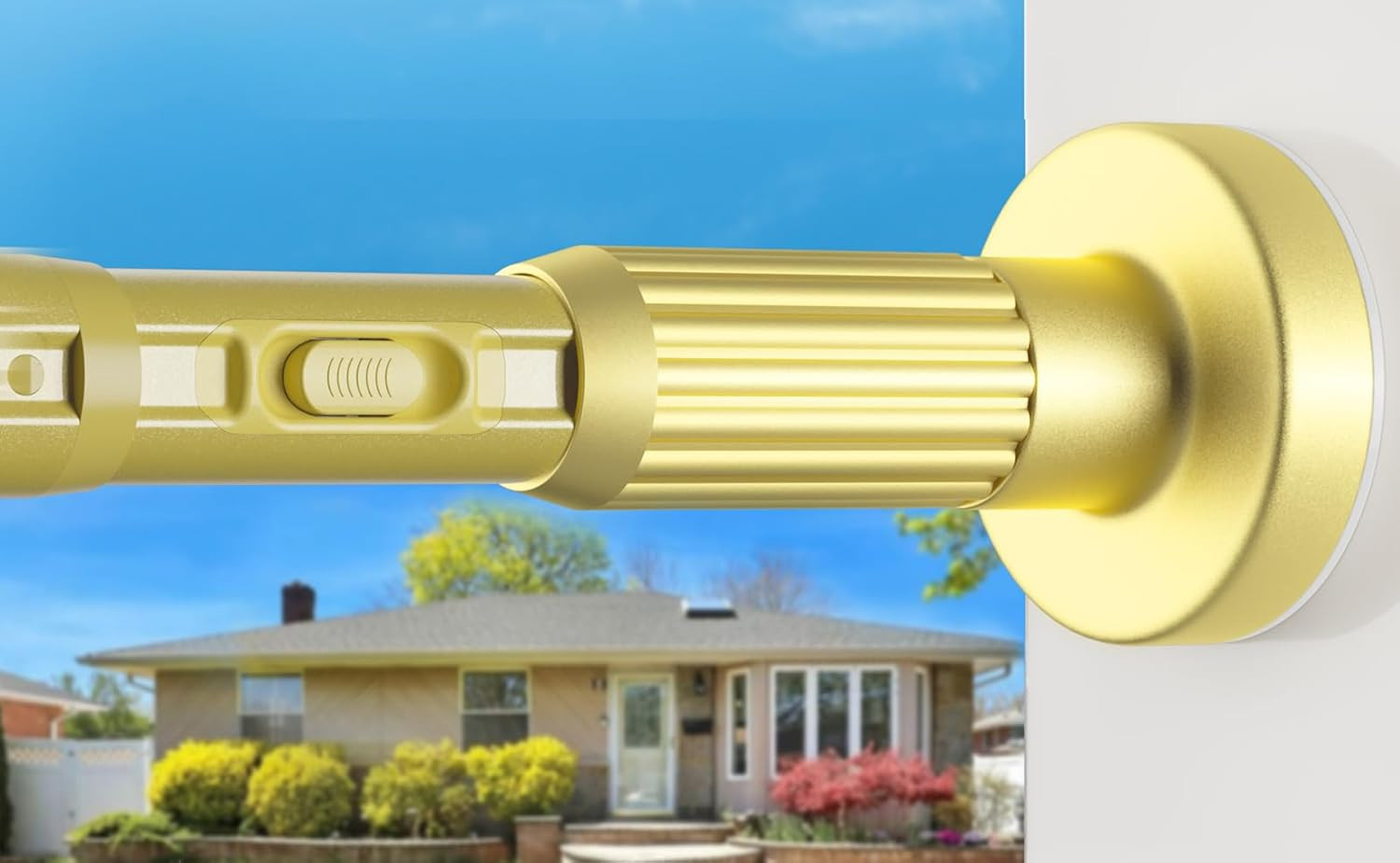 Heavy Duty Extra Long Gold Tension Rod 41-185″ No Drill for Curtains & Showers