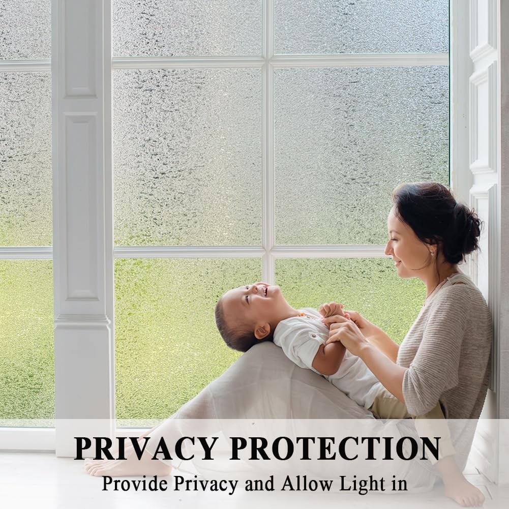 Privacy Window Film Decorative Water Glass Sliding Door 35”x78.7”, Crystal