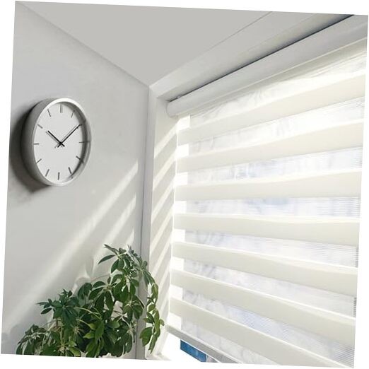 Cordless Zebra Blinds – Light Filtering 23″W x 72″H 01- White ( Cordless )