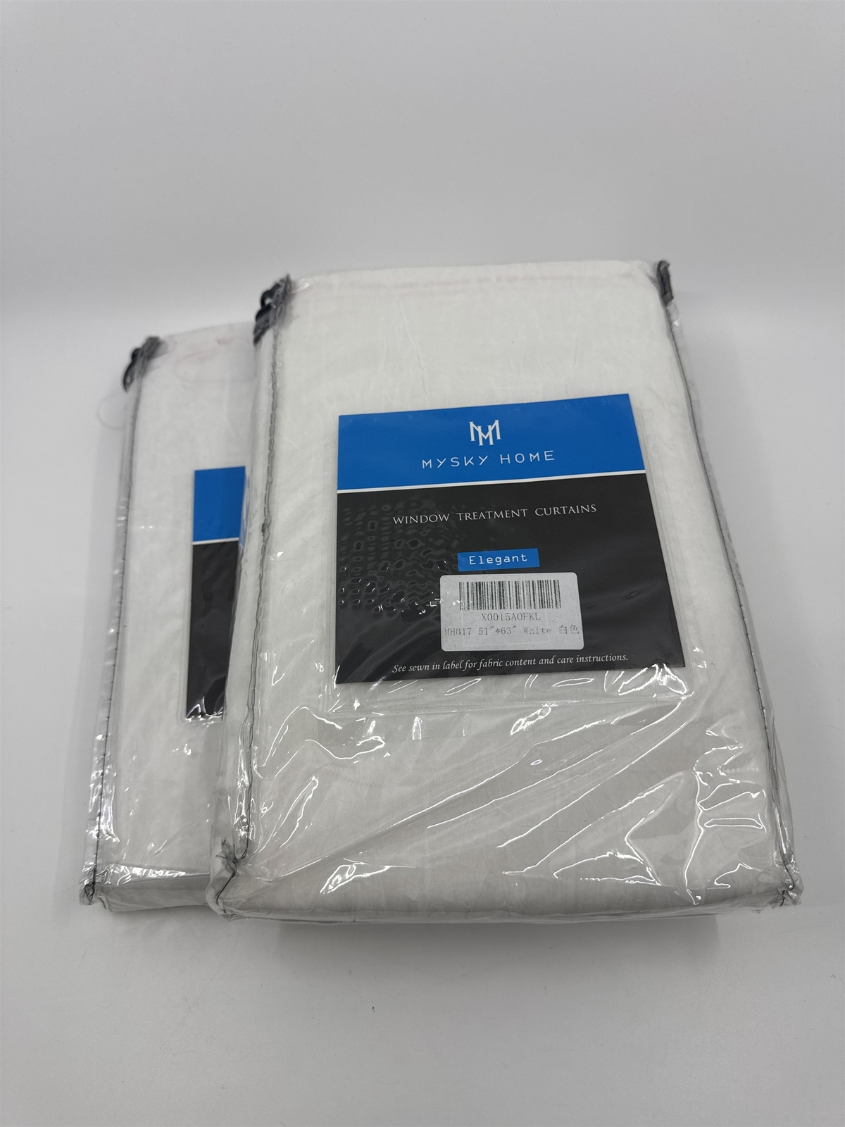 Set of Two Mysky Home White Elegant Window Treatment Curtains 51″ x 63″