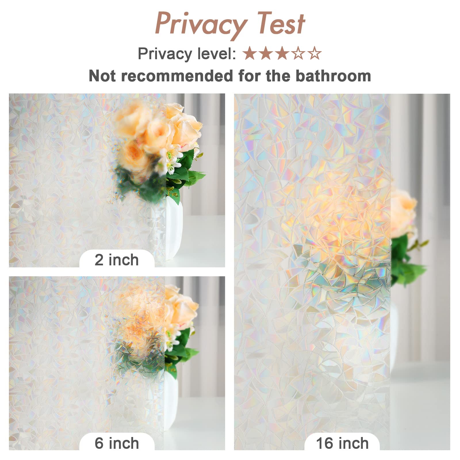 Rainbow Window Film Static Cling Decorative Sun Blocker 17.5 x 78.7 inch Home UV