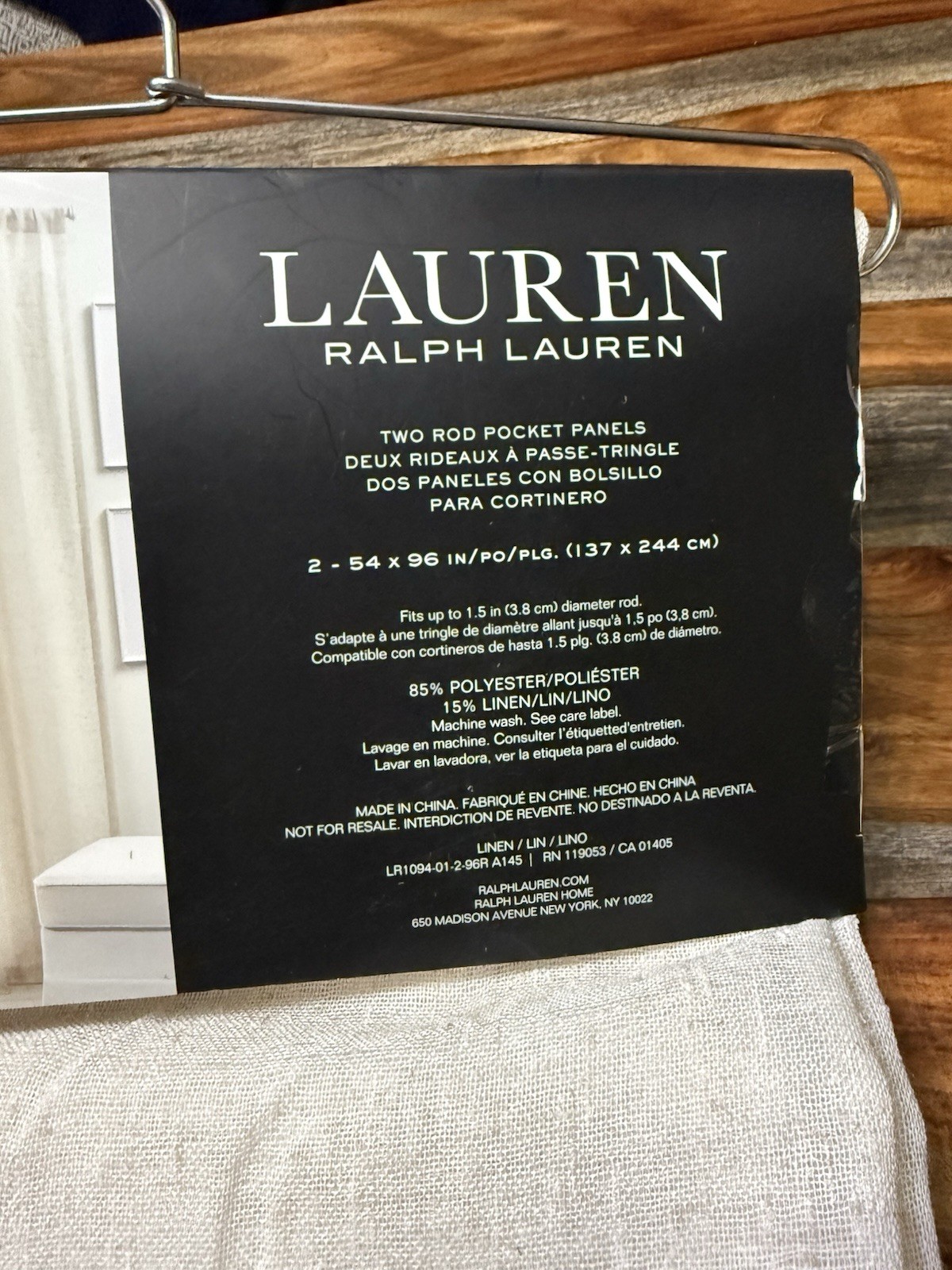 New Ralph Lauren Window Curtains 2 Panels Beige 54 x 96 Linen Sheet Back Tab