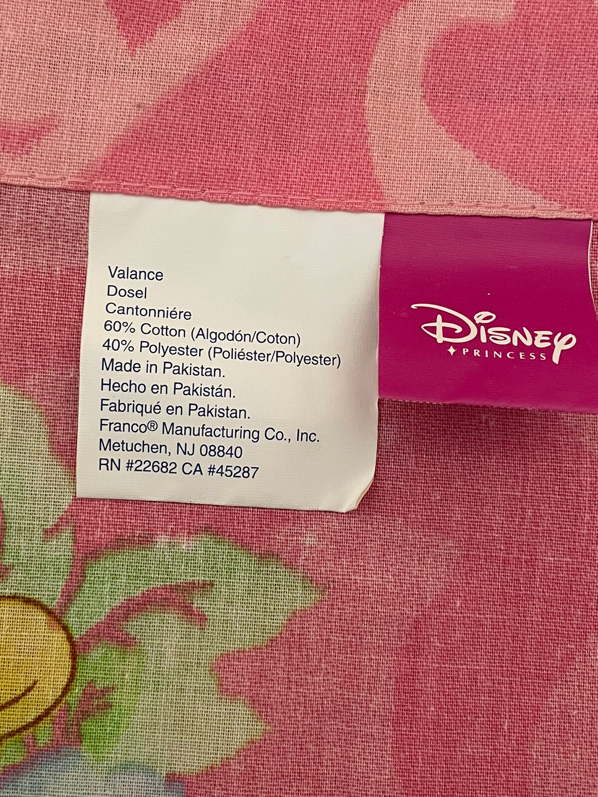 Disney Princess Set Of (2) Pink Decorative Valances 84″ x 17″ New- Open Pack