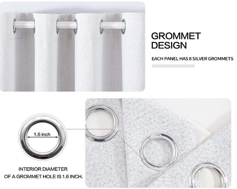 MIULEE Linen Texture Curtains Solid 100% Blackout Greyish White 52″x96″ 2 Panels