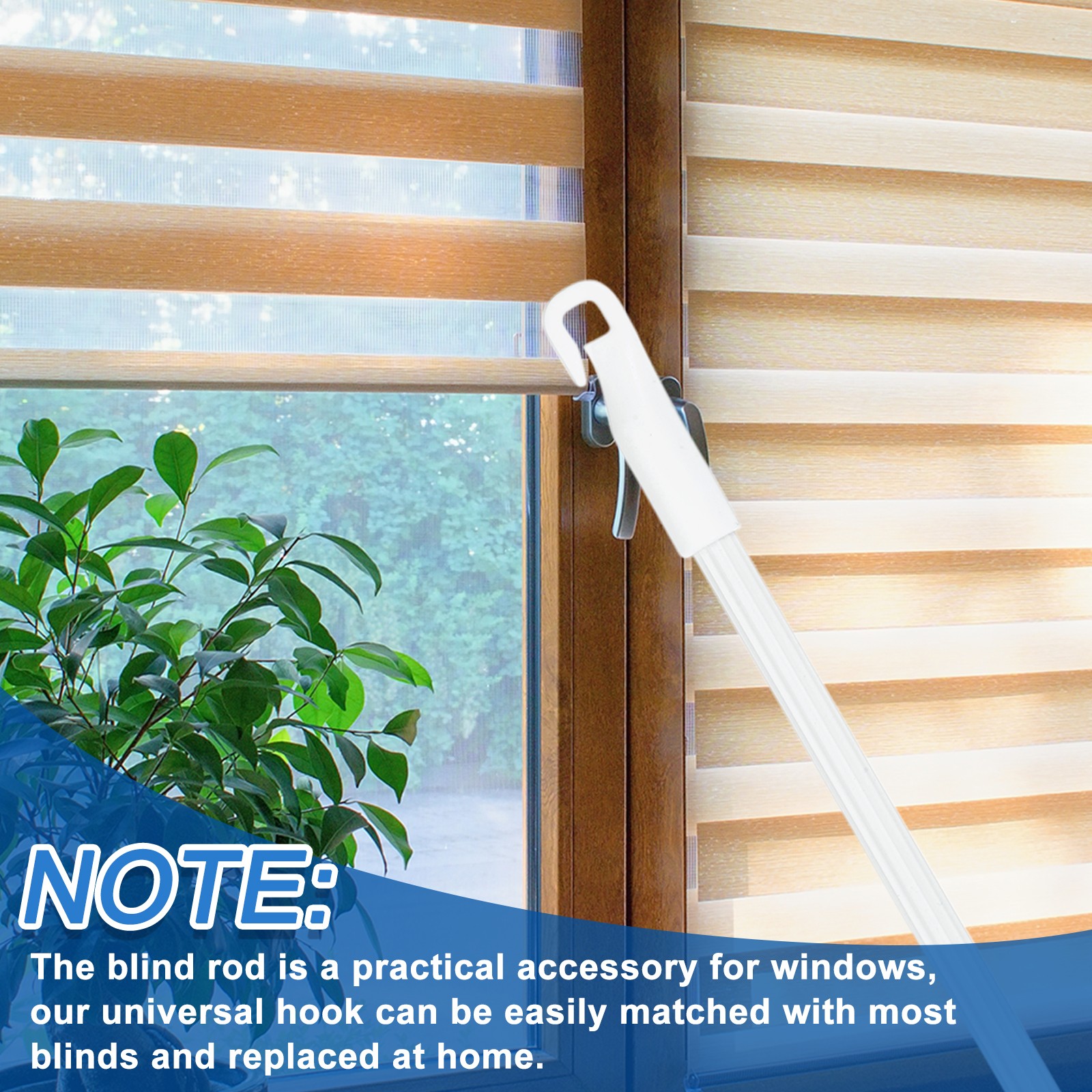 3Pcs 12″ Blinds Wand Replacement Alloy Blinds Tilt Wand with Hook & Grip White