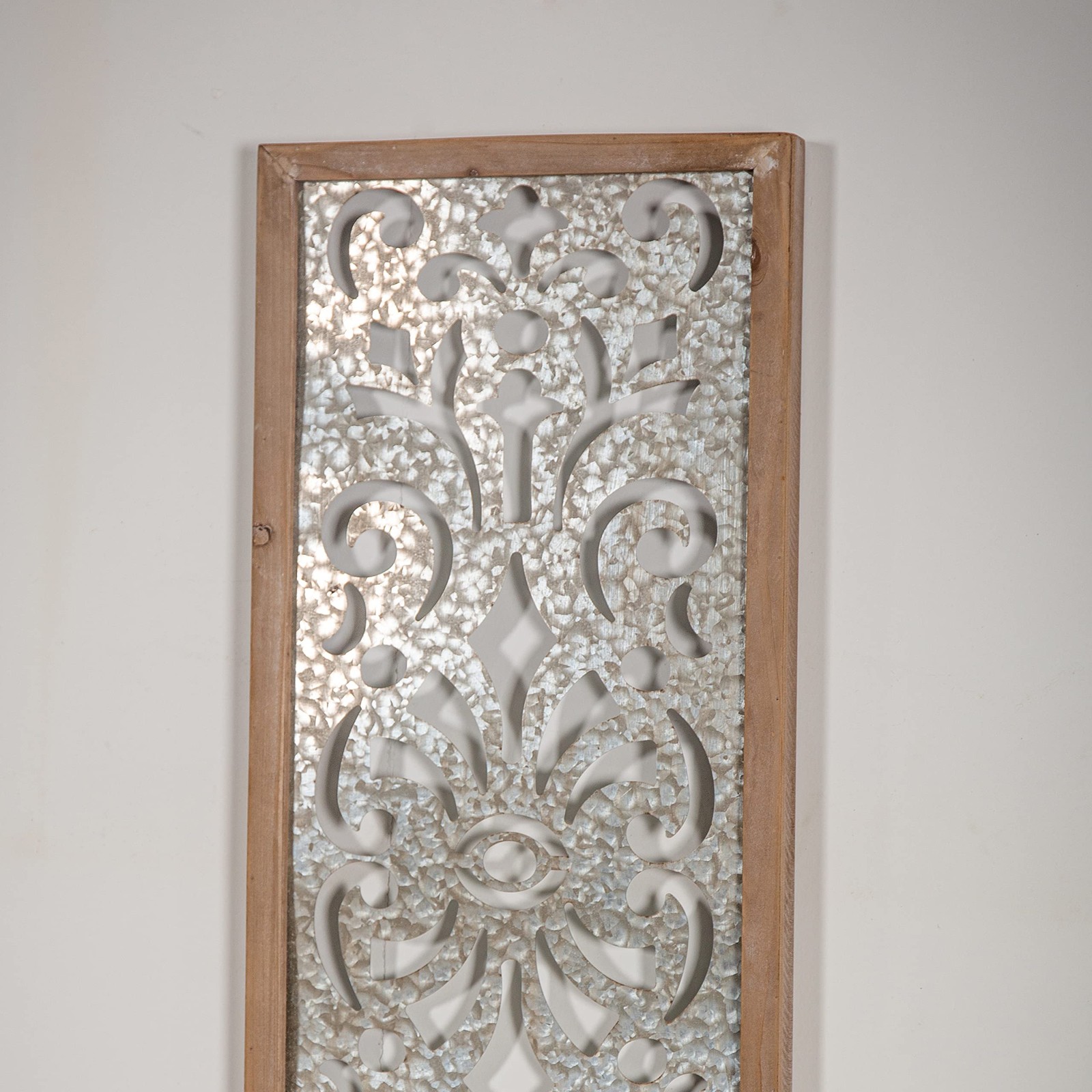Farmhouse Galvanized Wall Decor, 12″ x 32″, Hanging Window Pane, Wood & Metal…
