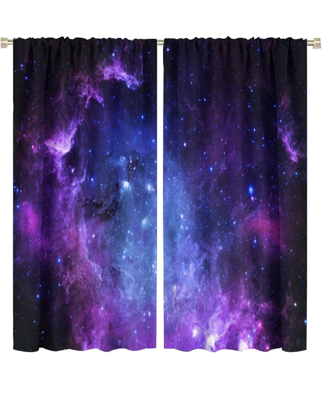 Galaxy Blackout Curtains Night Starry Sky Purple Blue Universe Nebula Art Print