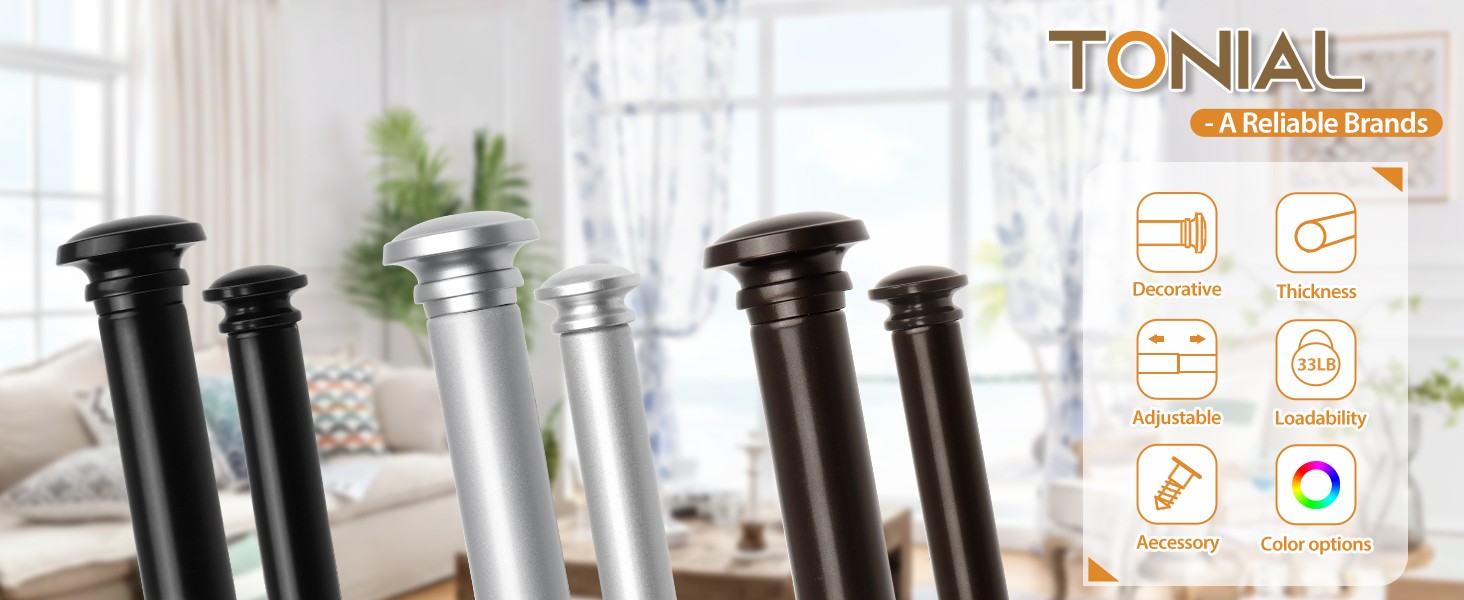 1 Inch Double Curtain Rods 66 to 120 Inches (5.5 to 10ft), Heavy Duty Decorative