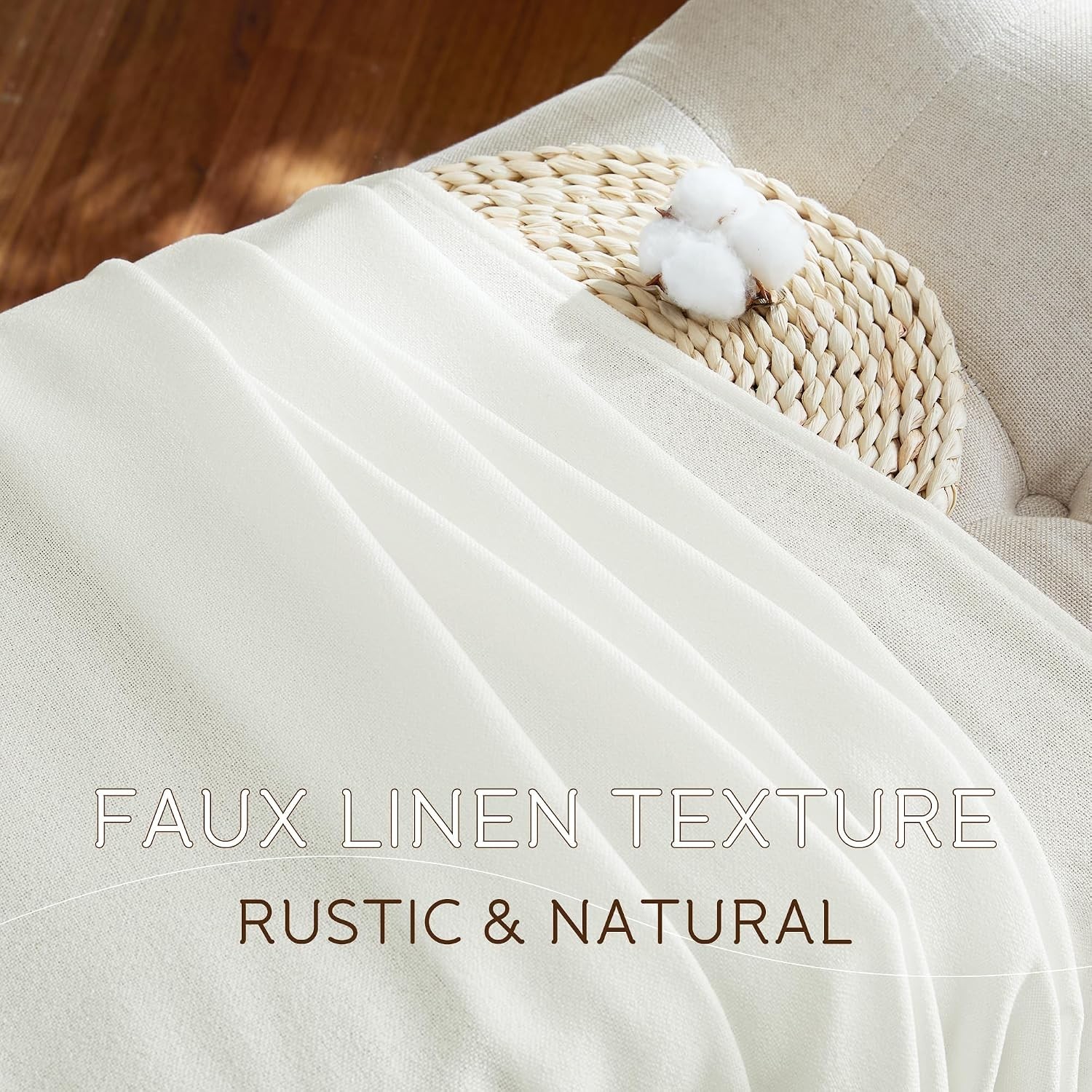 Wide Compatibility Ivory Sheer Curtains, 84″ Faux Linen – Perfect for Any Room