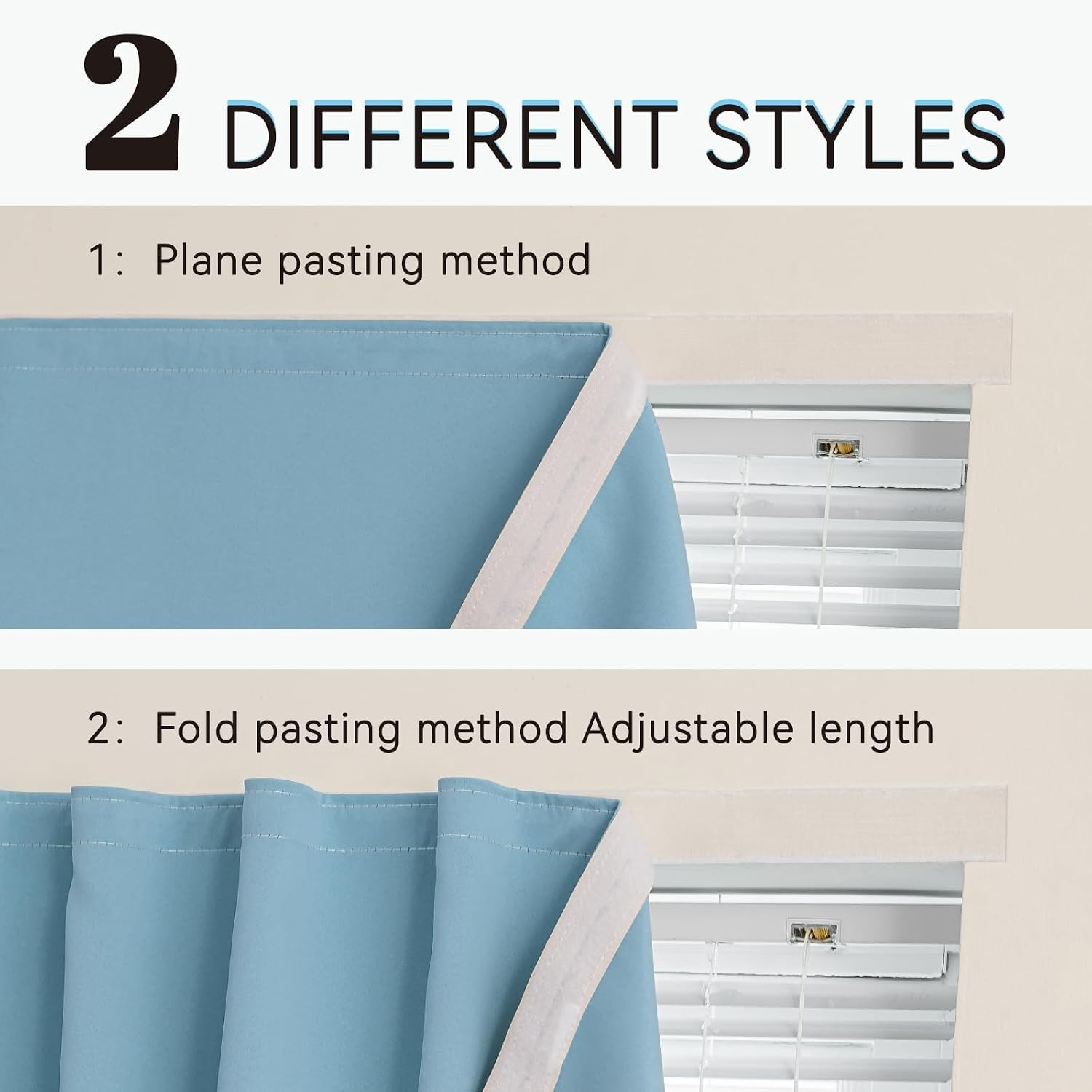 Durable Adhesive Blackout Curtains – 35x71in Lake Blue, Ideal for Apartments