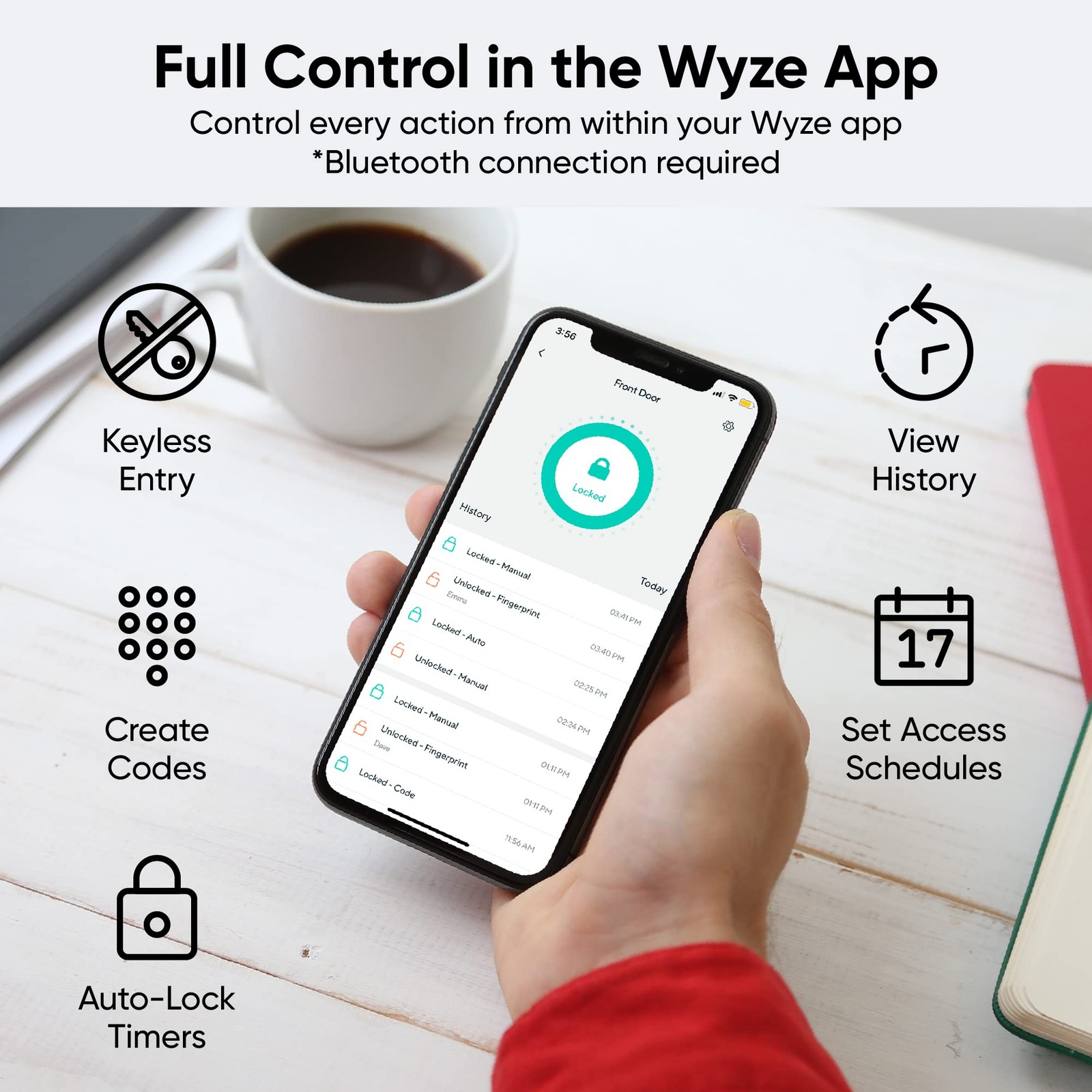 Wyze Auto-Lock Bolt Fingerprint Keyless Entry Door Smart Bluetooth Deadbolt