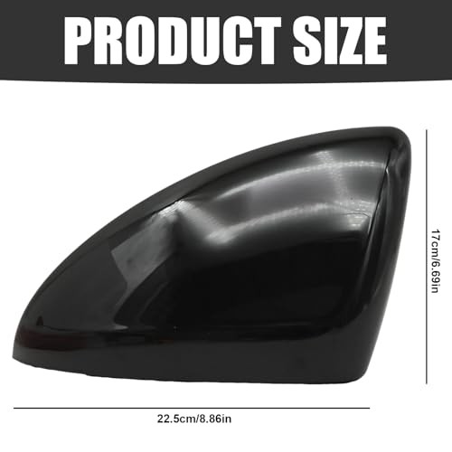 Black ABS Side Mirror Cap Replacement, Mirror Cap Trim Housing Black Left Side