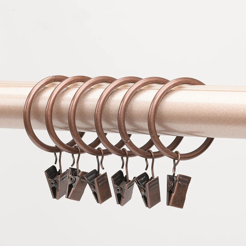 20PCS Curtain Rings with Clips Metal Drapery Hooks for 1in Curtain Rods